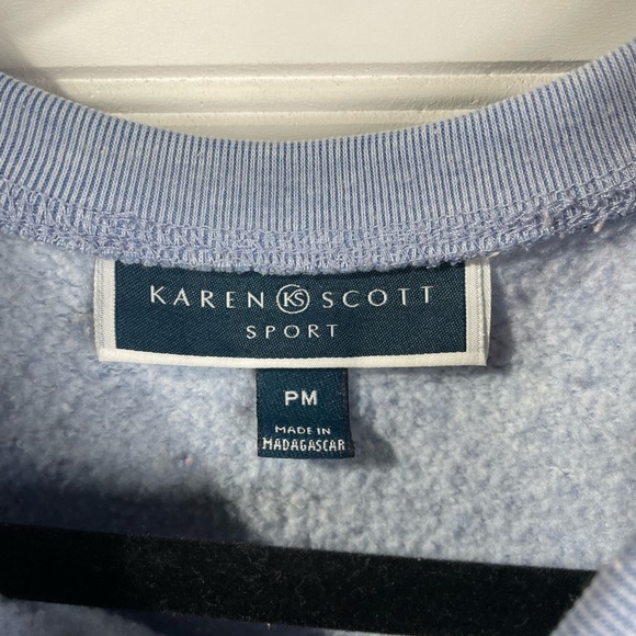 Karen Scott Blue Floral Sweater Petite Medium Women’s - Picture 5 of 6